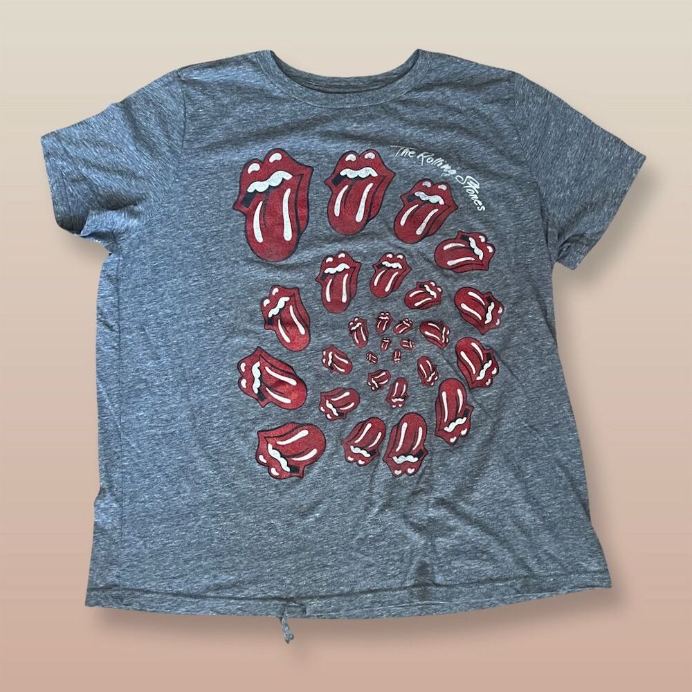Lucky Brand Women's Rolling Stones Graphic T-Shirt Gray Plus 1X